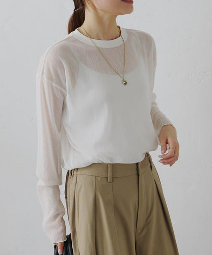 トリコットメッシュカットソー