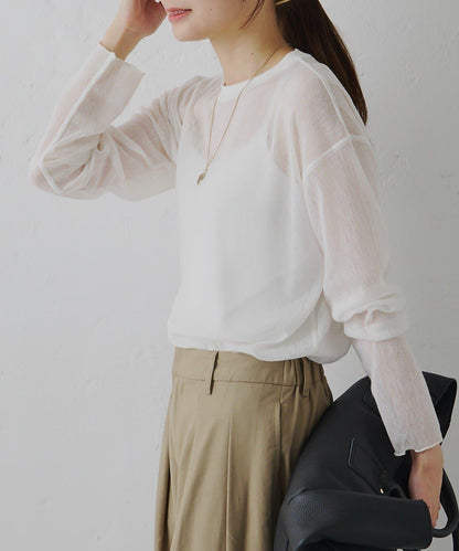 トリコットメッシュカットソー