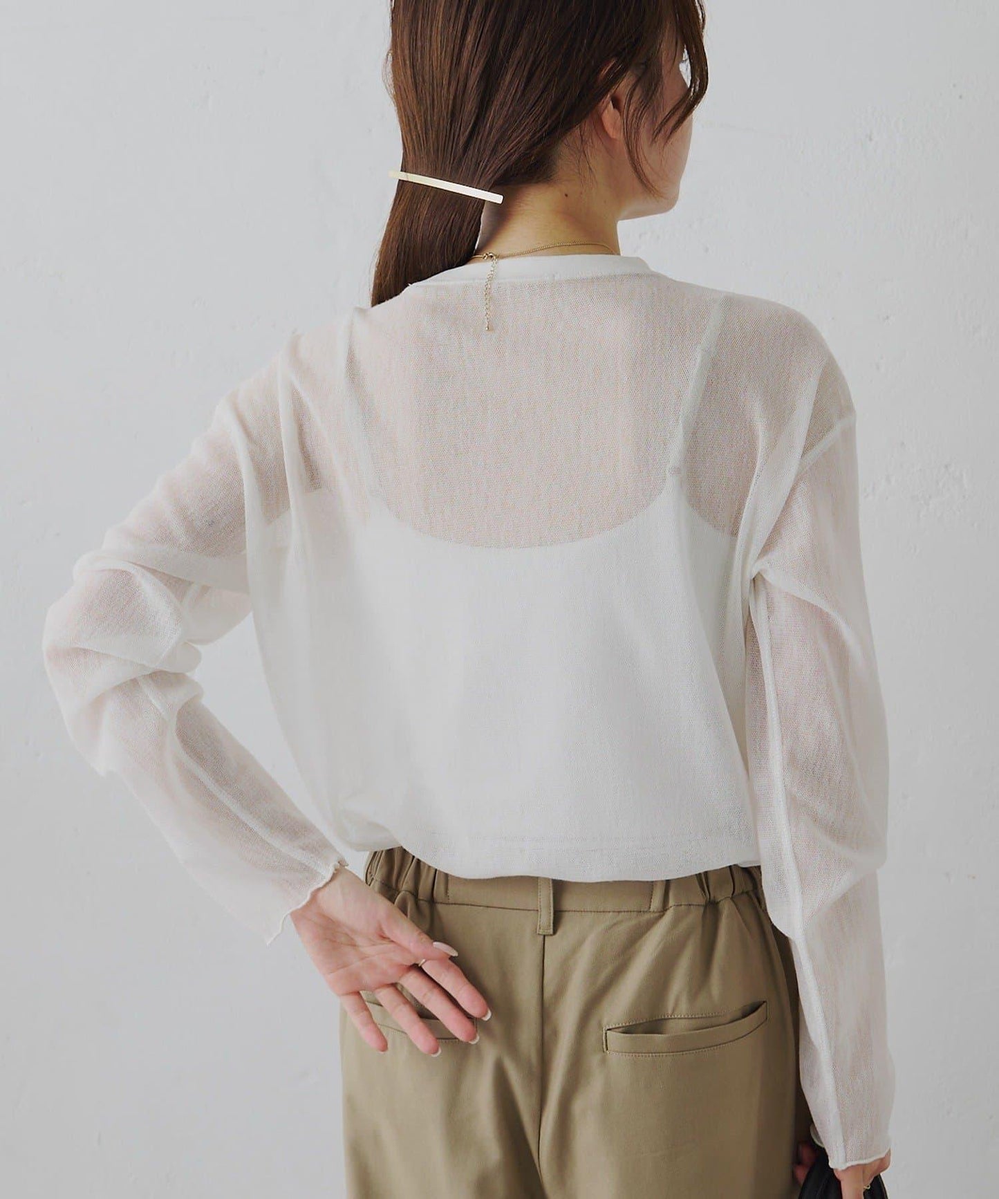 トリコットメッシュカットソー