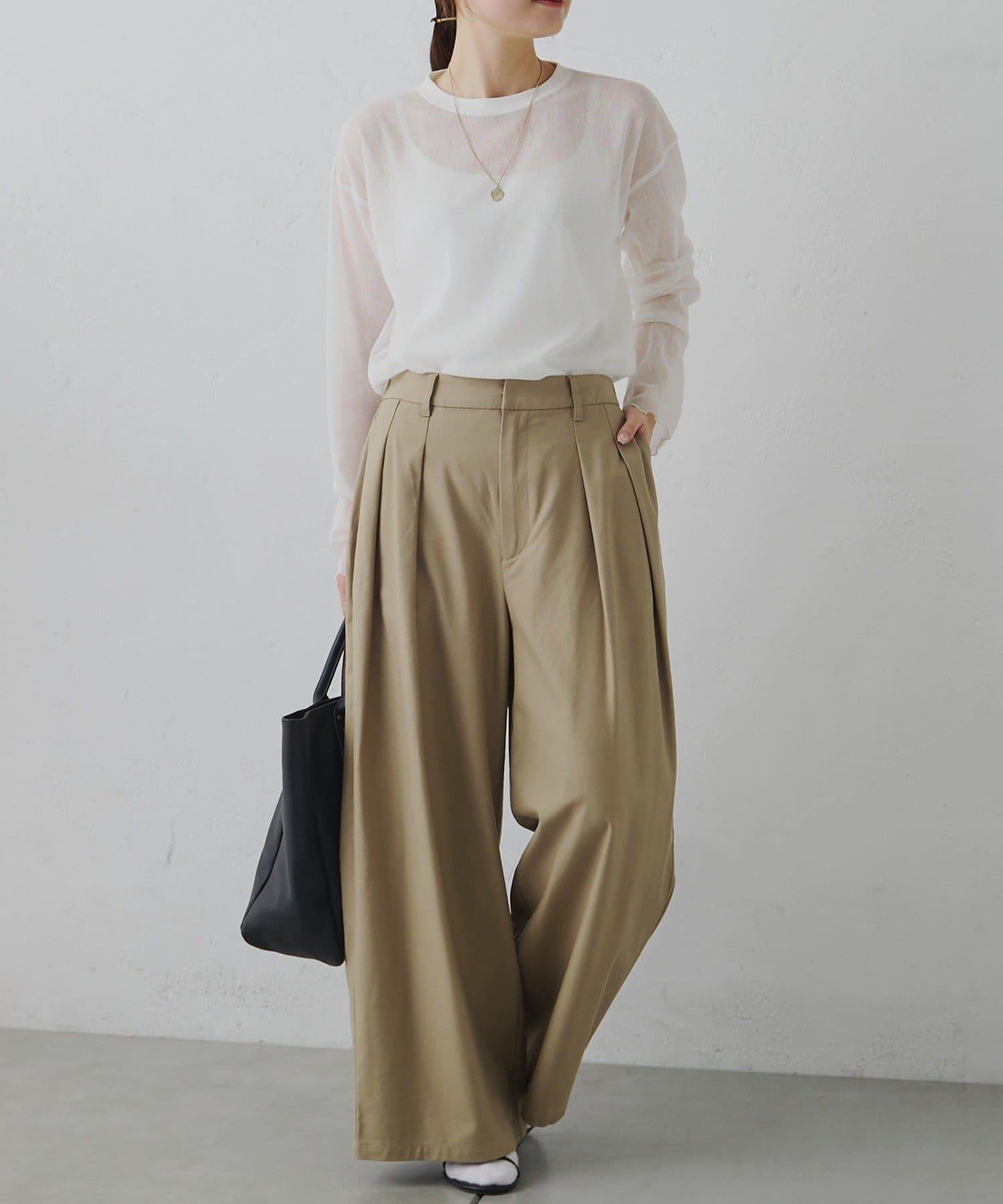 トリコットメッシュカットソー