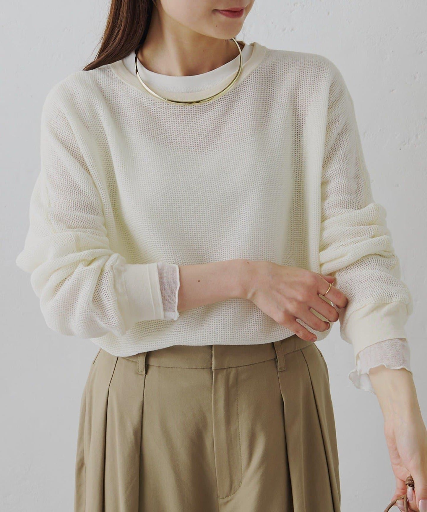 トリコットメッシュカットソー