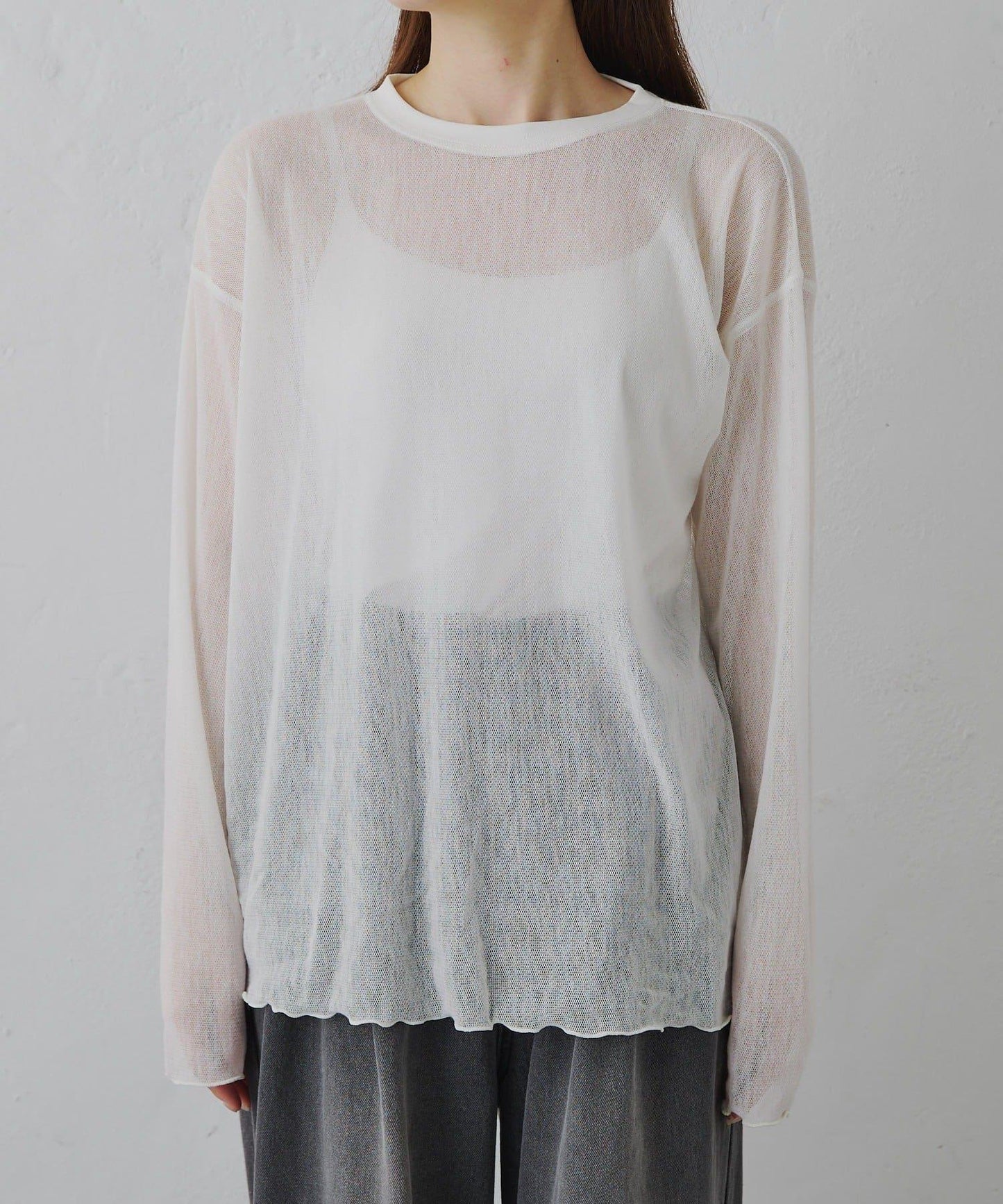トリコットメッシュカットソー