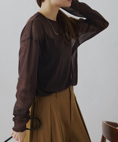 トリコットメッシュカットソー