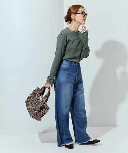 薑黃色荷葉邊長袖上衣