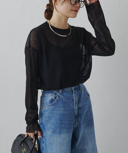 トリコットメッシュカットソー