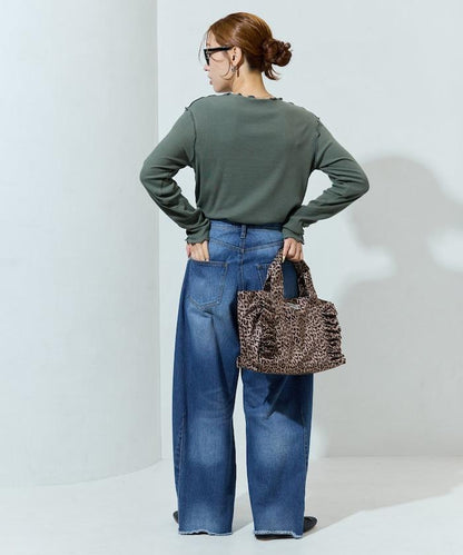 薑黃色荷葉邊長袖上衣