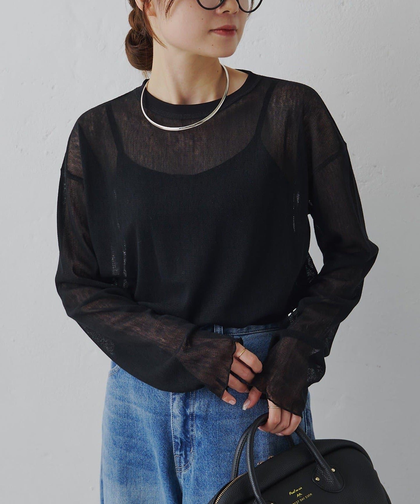 トリコットメッシュカットソー