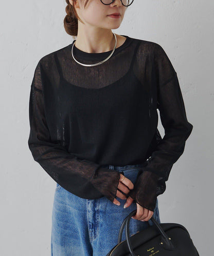 トリコットメッシュカットソー