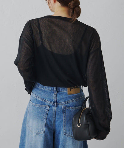 トリコットメッシュカットソー