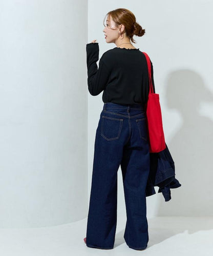 薑黃色荷葉邊長袖上衣