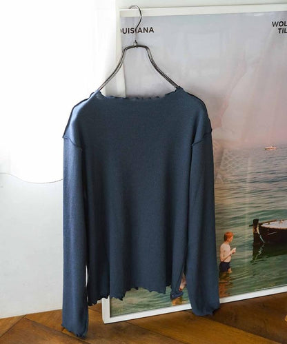 薑黃色荷葉邊長袖上衣