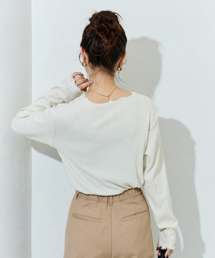 薑黃色荷葉邊長袖上衣