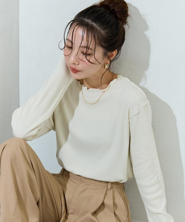 薑黃色荷葉邊長袖上衣