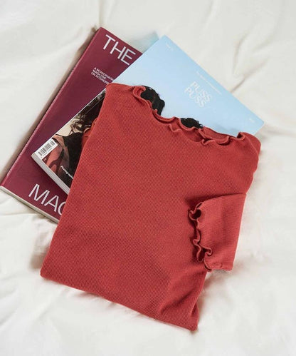 薑黃色荷葉邊長袖上衣