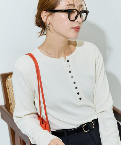Ginger ヘンリーネック ロング スリーブ トップス【限定展開】