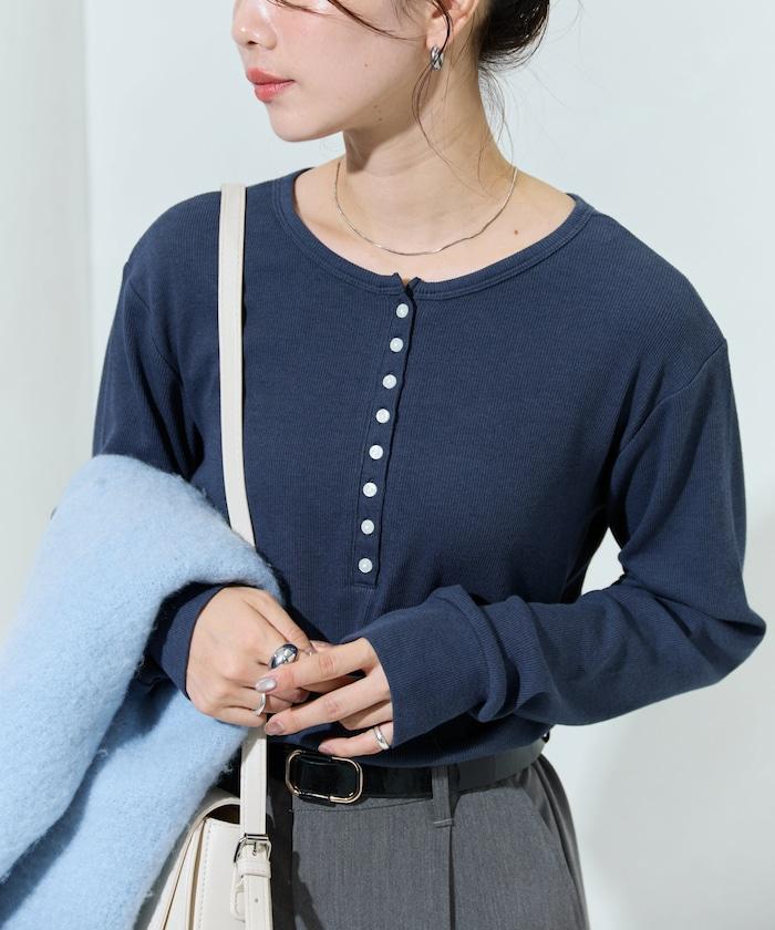 Ginger ヘンリーネック ロング スリーブ トップス【限定展開】