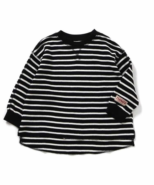 配色ステッチビッグシルエットワッフルTシャツ