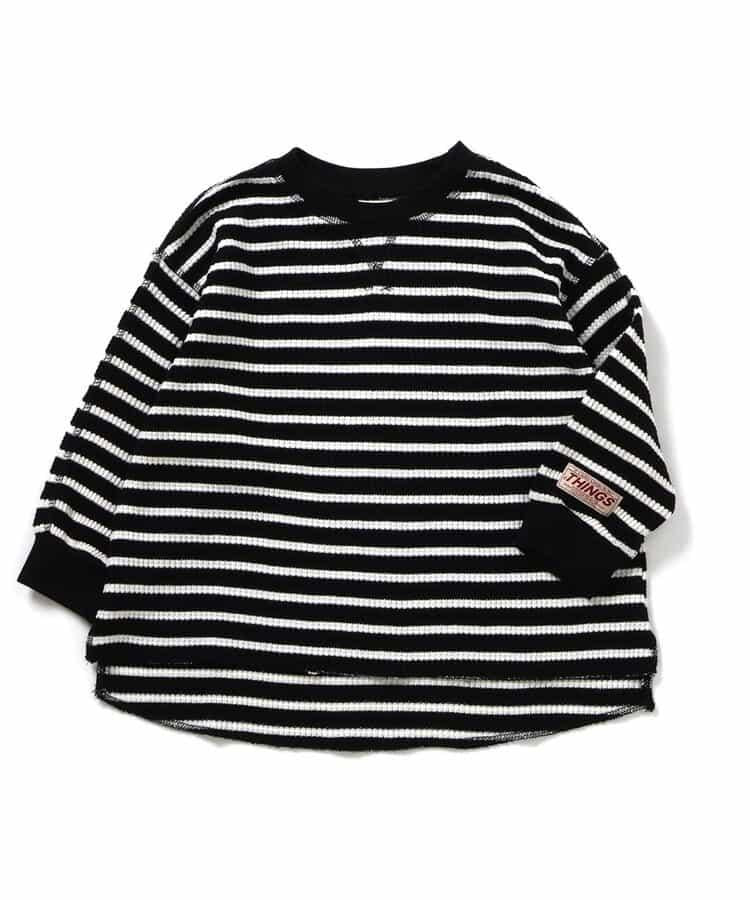 配色ステッチビッグシルエットワッフルTシャツ