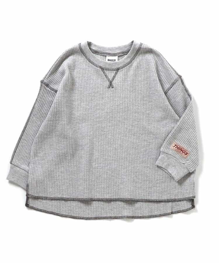 配色ステッチビッグシルエットワッフルTシャツ