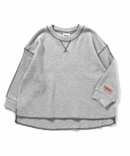 配色ステッチビッグシルエットワッフルTシャツ