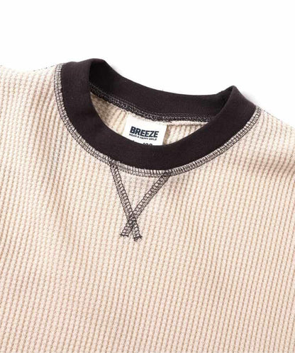 配色ステッチビッグシルエットワッフルTシャツ