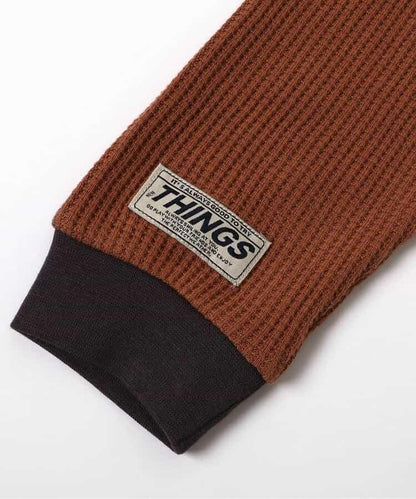 配色ステッチビッグシルエットワッフルTシャツ