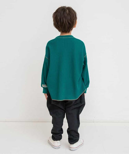 配色ステッチビッグシルエットワッフルTシャツ