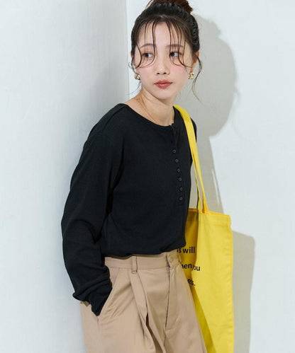 Ginger ヘンリーネック ロング スリーブ トップス【限定展開】