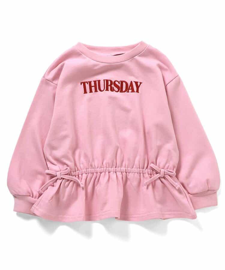 WEB限定 スウェットライクペプラムロゴトップス