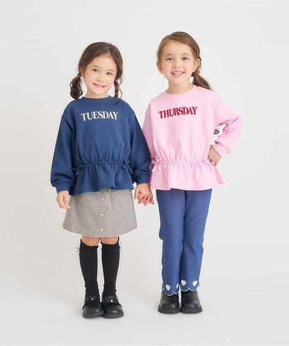 WEB限定 スウェットライクペプラムロゴトップス