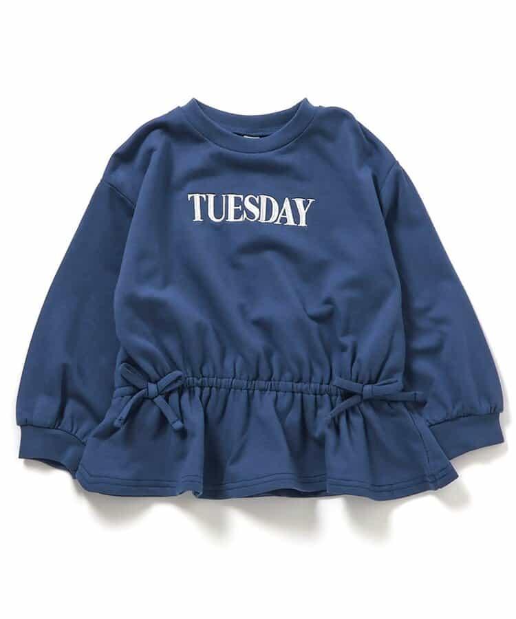 WEB限定 スウェットライクペプラムロゴトップス