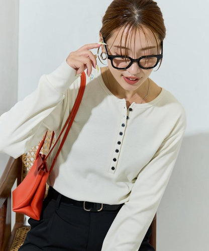 Ginger ヘンリーネック ロング スリーブ トップス【限定展開】