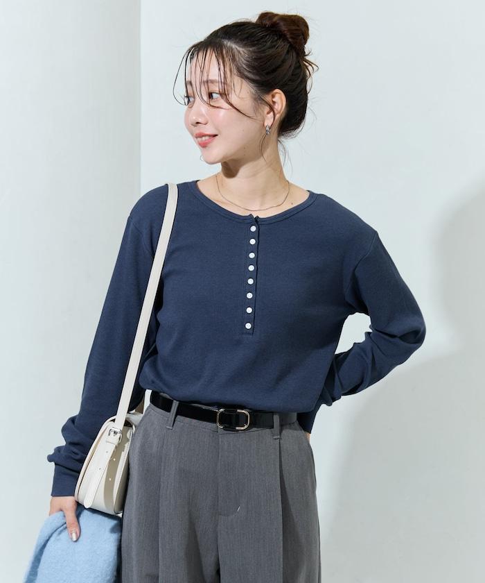 Ginger ヘンリーネック ロング スリーブ トップス【限定展開】