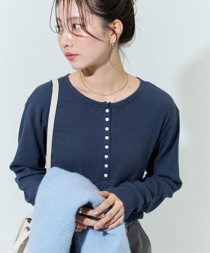 Ginger ヘンリーネック ロング スリーブ トップス【限定展開】