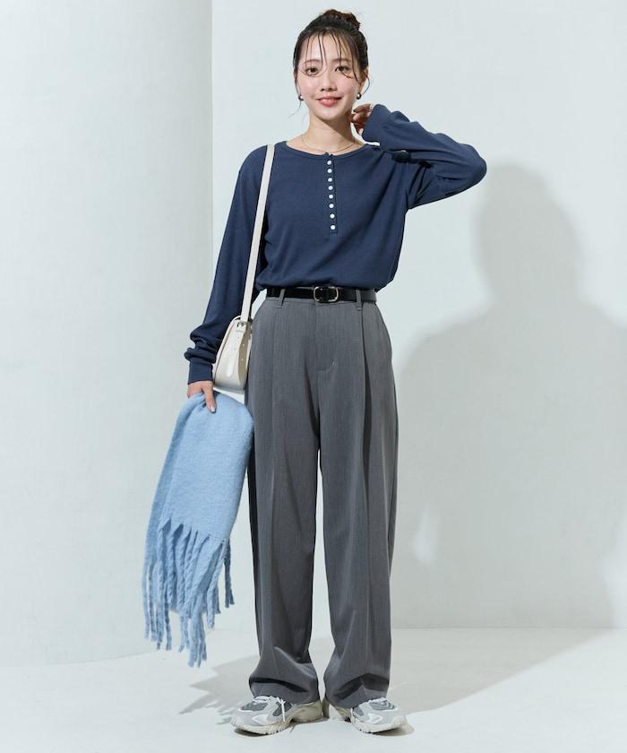 Ginger ヘンリーネック ロング スリーブ トップス【限定展開】