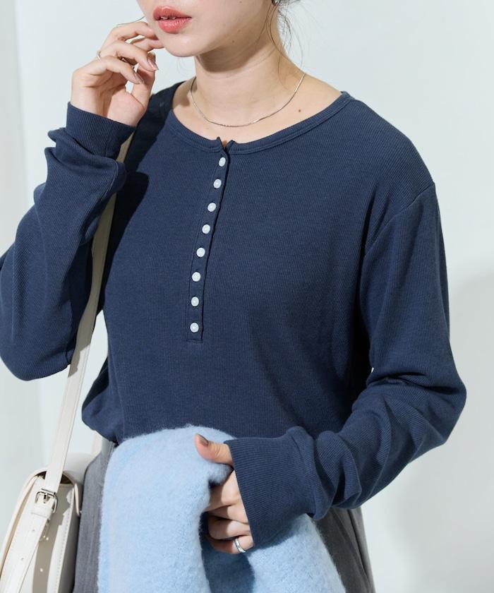 Ginger ヘンリーネック ロング スリーブ トップス【限定展開】