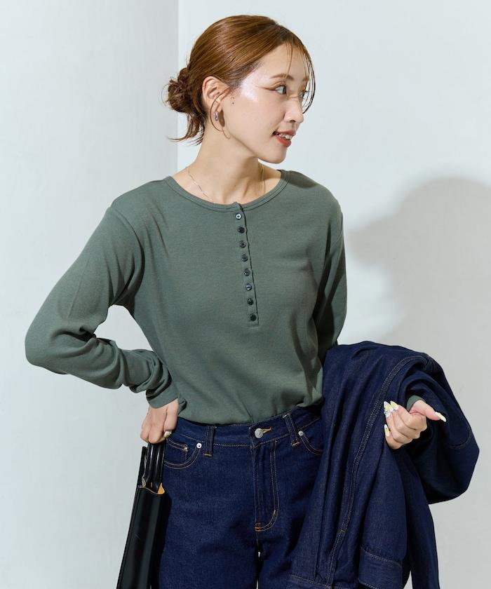 Ginger ヘンリーネック ロング スリーブ トップス【限定展開】