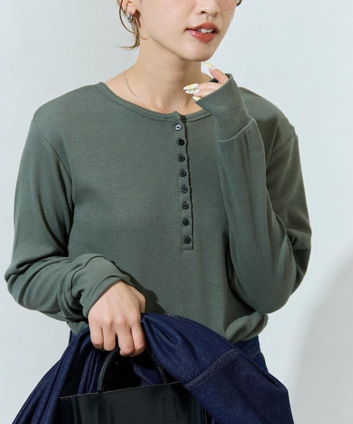 Ginger ヘンリーネック ロング スリーブ トップス【限定展開】