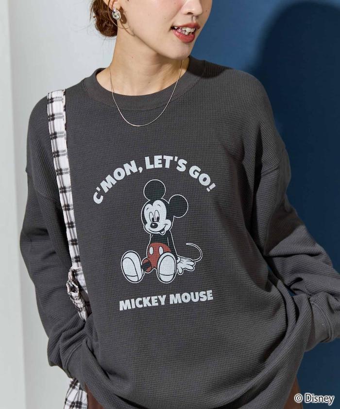 特別款/Mickey Mouse/米奇/華夫格印花長袖T恤