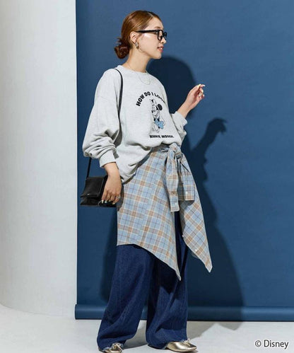 特別款/Mickey Mouse/米奇/華夫格印花長袖T恤