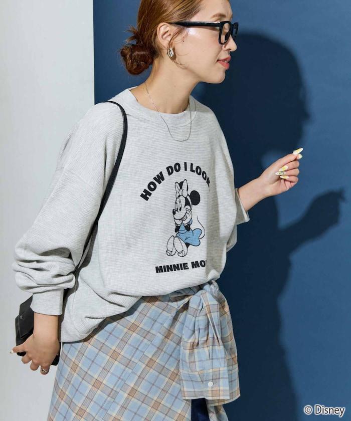 特別款/Mickey Mouse/米奇/華夫格印花長袖T恤