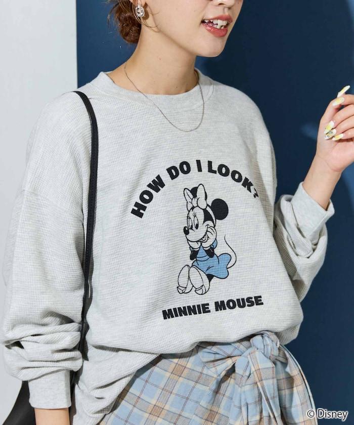 特別款/Mickey Mouse/米奇/華夫格印花長袖T恤