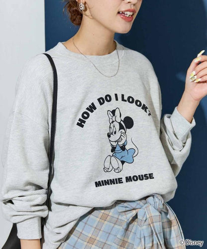 特別款/Mickey Mouse/米奇/華夫格印花長袖T恤