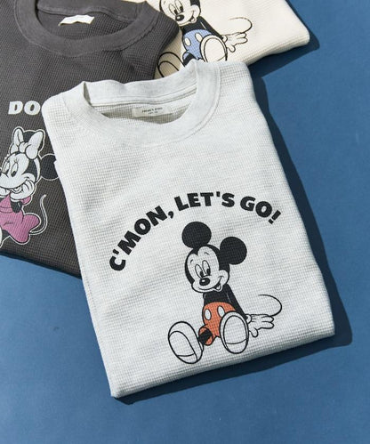 特別款/Mickey Mouse/米奇/華夫格印花長袖T恤