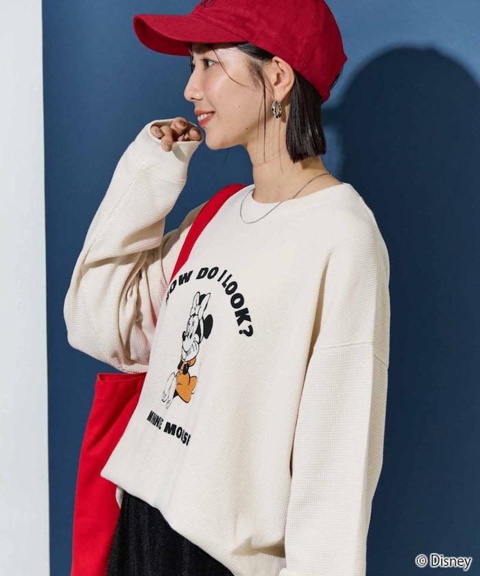 特別款/Mickey Mouse/米奇/華夫格印花長袖T恤