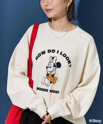 特別款/Mickey Mouse/米奇/華夫格印花長袖T恤