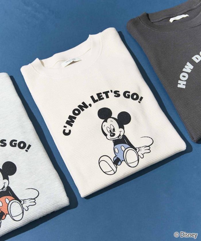 特別款/Mickey Mouse/米奇/華夫格印花長袖T恤