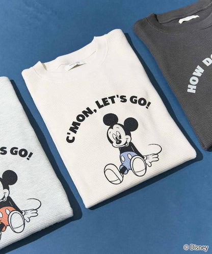 特別款/Mickey Mouse/米奇/華夫格印花長袖T恤
