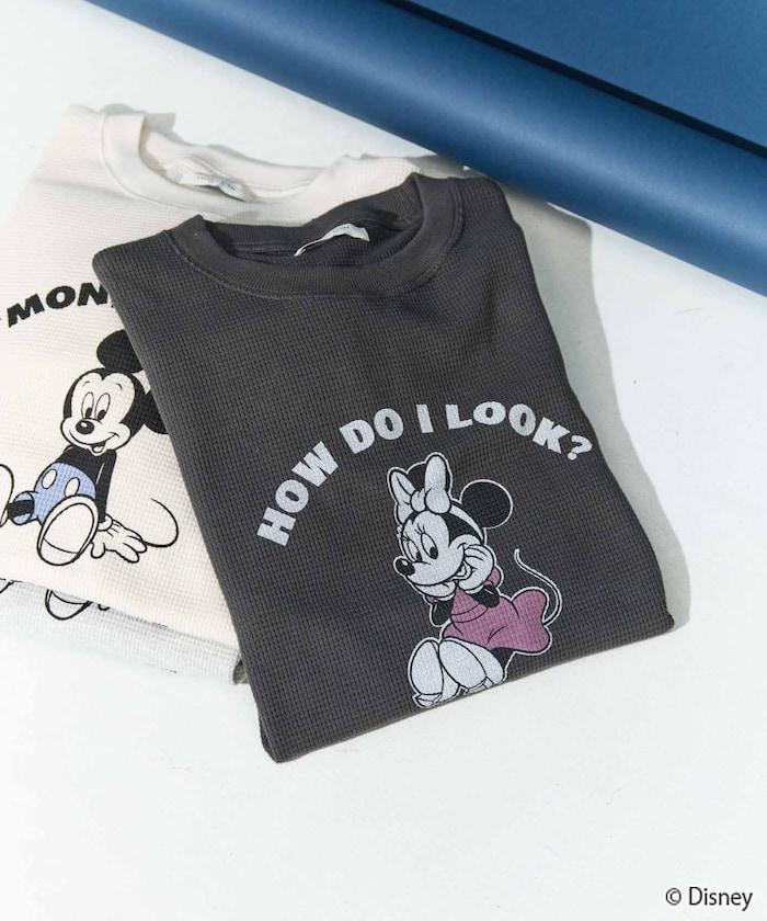 特別款/Mickey Mouse/米奇/華夫格印花長袖T恤