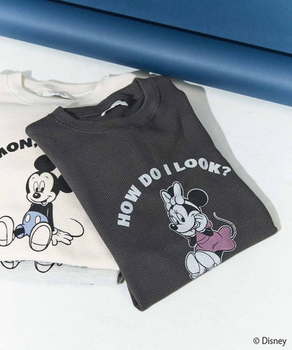 特別款/Mickey Mouse/米奇/華夫格印花長袖T恤